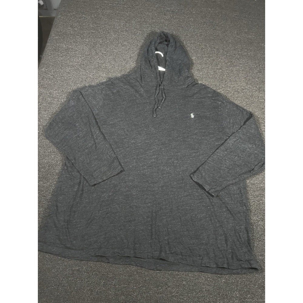 Polo Ralph Lauren Hoodie Men's 4XB Gray Pony Drawstrings Lightweight Pullover